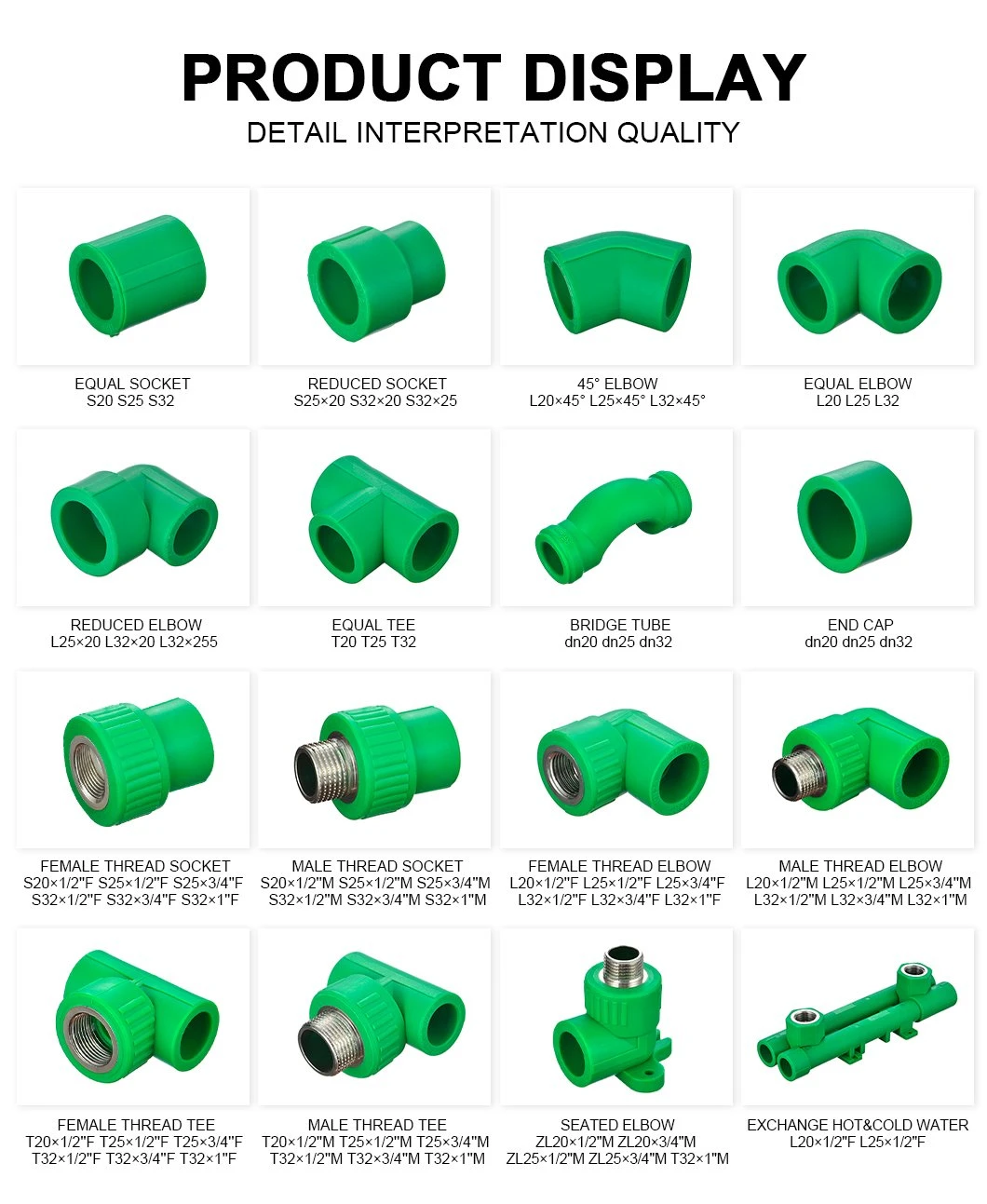 Ifan Customized PPR Pipe and Fitting High Pressure Technology PPR Pipe Fitting 20-110mm PPR Fitting